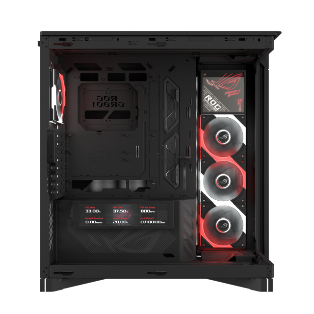 Кутия Asus ROG Cronox Black, Middle Tower, 4x USB 3.2, 2x USB Type-C, LCD екранен, BTF/EATX/ATX/microATX/Mini-ITX