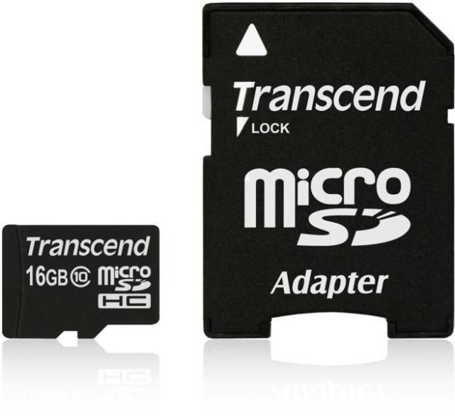 Памет Transcend 16GB microSDHC (with adapter, Class 10)
