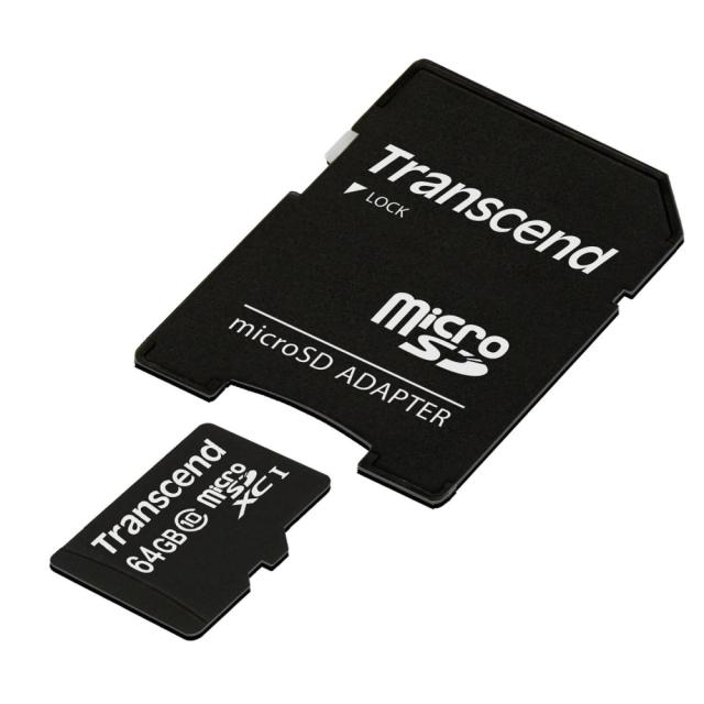 Памет Transcend 64GB microSDXC UHS-I, 300x (with adapter, Class 10)