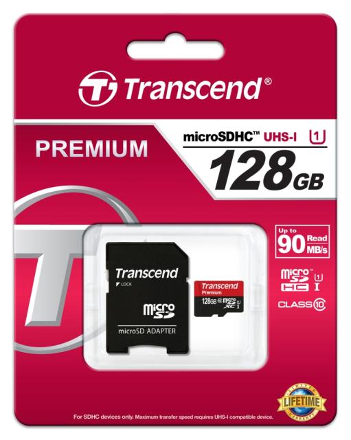 Памет Transcend 128GB micro SDXC UHS-I Premium (with adapter, Class 10)