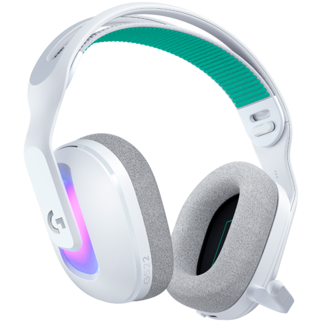 Слушалки Logitech G522 Lightspeed WHITE, Wireless/Bluetooth, USB, микpoфoн, 40mm PRO-G, подсветка, бели