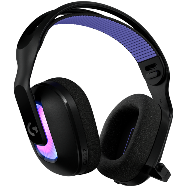 Слушалки Logitech G522 Lightspeed Black, Wireless/Bluetooth, USB, микpoфoн, 40mm PRO-G, подсветка, черни