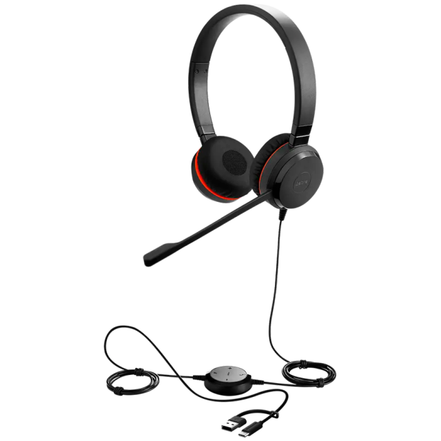 Слушалки Jabra Evolve 20 SE Stereo MS, USB А/C, микрофон, черни