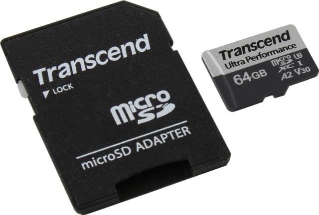 Памет Transcend 64GB microSD with adapter UHS-I U3 A2 Ultra Performance