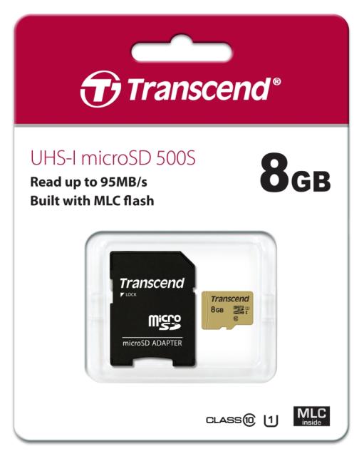 Памет Transcend 8GB microSD UHS-I U3 (with adapter), MLC