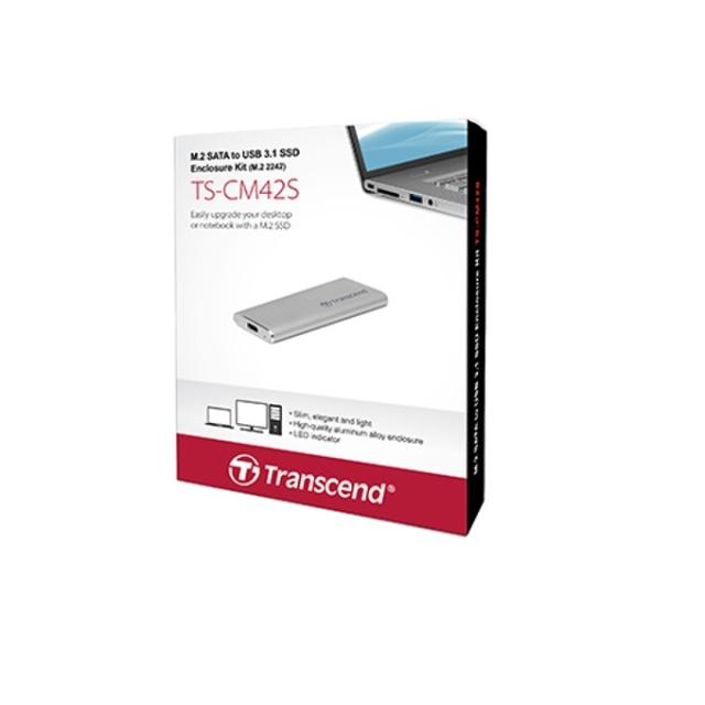 Кутия за твърд диск Transcend M.2 2242, SSD Enclosure Kit, Silver
