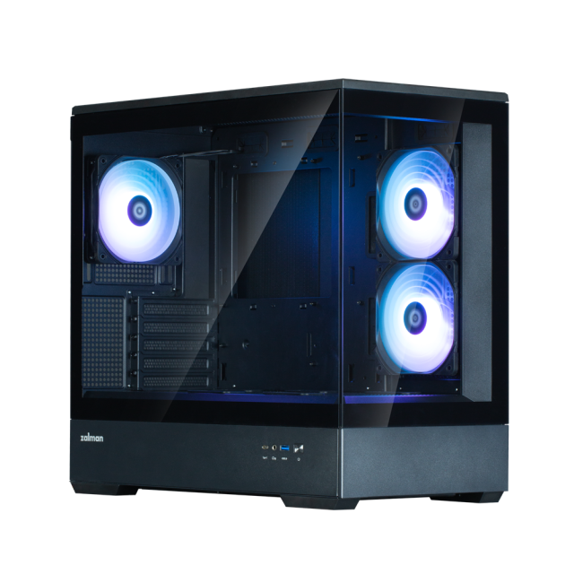 Кутия Zalman P30 V2 Black, Mini Tower, Tempered Glass, 1 x USB Type-C, 1 x USB 3.0, HD Audio x 1, mATX / Mini-ITX