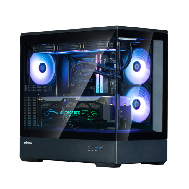 Кутия Zalman P30 V2 Black, Mini Tower, Tempered Glass, 1 x USB Type-C, 1 x USB 3.0, HD Audio x 1, mATX / Mini-ITX