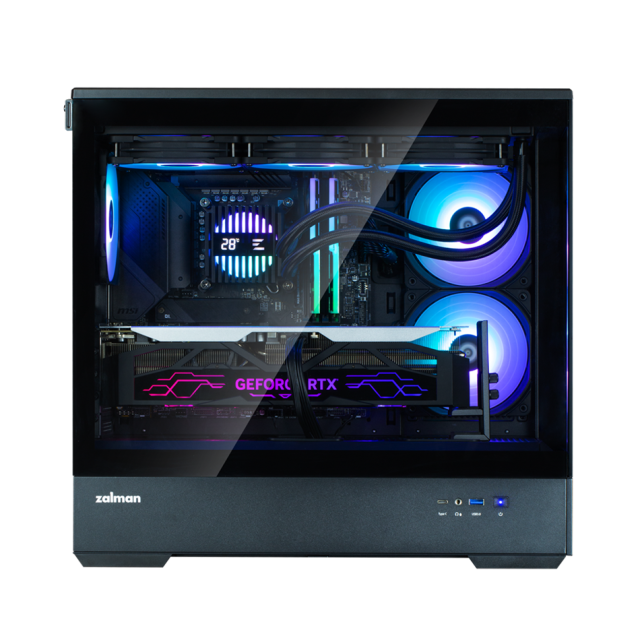 Кутия Zalman P30 V2 Black, Mini Tower, Tempered Glass, 1 x USB Type-C, 1 x USB 3.0, HD Audio x 1, mATX / Mini-ITX