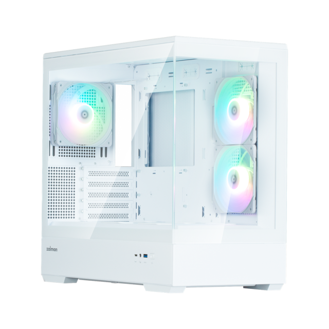 Кутия Zalman P30 V2 White, Mini Tower, Tempered Glass, 1 x USB Type-C, 1 x USB 3.0, HD Audio x 1, mATX / Mini-ITX