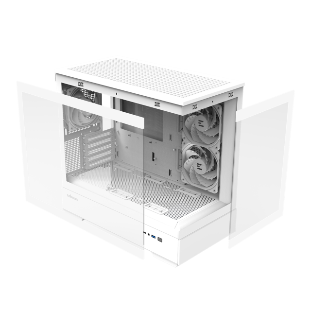 Кутия Zalman P30 V2 White, Mini Tower, Tempered Glass, 1 x USB Type-C, 1 x USB 3.0, HD Audio x 1, mATX / Mini-ITX