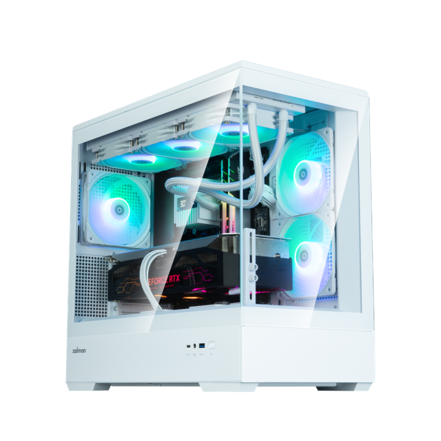 Кутия Zalman P30 V2 White, Mini Tower, Tempered Glass, 1 x USB Type-C, 1 x USB 3.0, HD Audio x 1, mATX / Mini-ITX