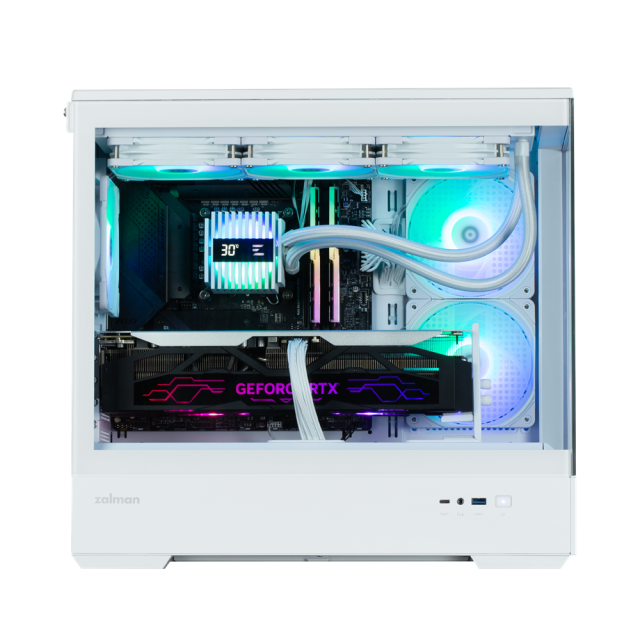 Кутия Zalman P30 V2 White, Mini Tower, Tempered Glass, 1 x USB Type-C, 1 x USB 3.0, HD Audio x 1, mATX / Mini-ITX