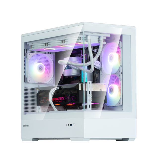 Кутия Zalman P30 V2 White, Mini Tower, Tempered Glass, 1 x USB Type-C, 1 x USB 3.0, HD Audio x 1, mATX / Mini-ITX