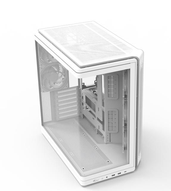 Кутия Zalman P60 DS White, Mid-Tower, Tempered Glass, 1x USB 3.1 Type-C, 2x USB 3.0, 1x HD Audio, ATX / mATX / Mini-ITX