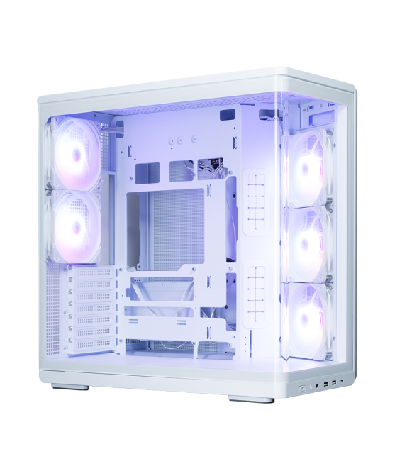 Кутия Zalman P60 DS White, Mid-Tower, Tempered Glass, 1x USB 3.1 Type-C, 2x USB 3.0, 1x HD Audio, ATX / mATX / Mini-ITX