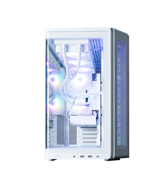 Кутия Zalman P60 DS White, Mid-Tower, Tempered Glass, 1x USB 3.1 Type-C, 2x USB 3.0, 1x HD Audio, ATX / mATX / Mini-ITX