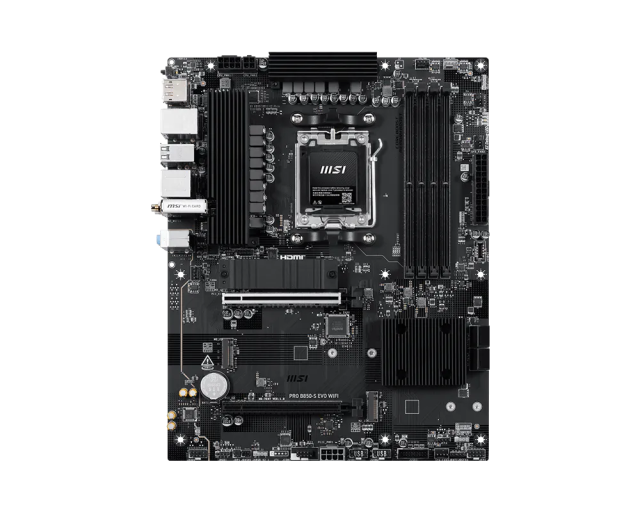 Дънна платка MSI PRO B850-S EVO WIFI, AM5, 4x DDR5, 3x M2, 4x SATA 6Gb/s, HDMI, DisplayPort, ATX