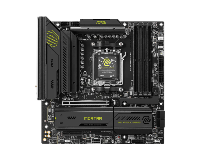 Дънна платка MSI MAG B850M MORTAR WIFI, AM5, 4x DDR5, 3x M2, 4x SATA 6Gb/s, HDMI, mATX