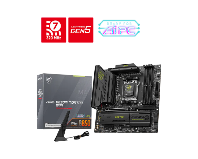Дънна платка MSI MAG B850M MORTAR WIFI, AM5, 4x DDR5, 3x M2, 4x SATA 6Gb/s, HDMI, mATX