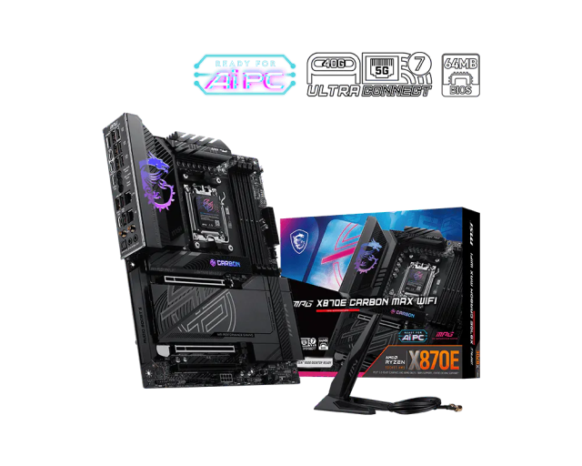 Дънна платка MSI MPG X870E CARBON MAX WIFI, AM5, 4x DDR5, 4x M2, 4x SATA 6Gb/s, HDMI, ATX