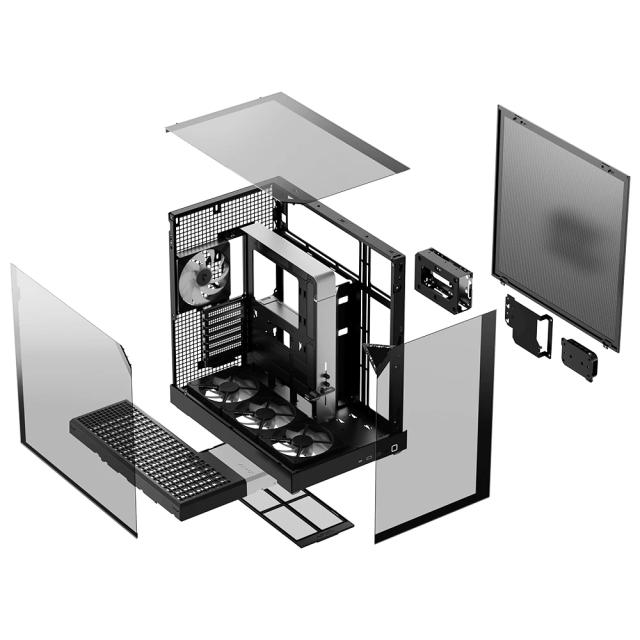 Кутия APNX V2 Black, Middle Tower, 2x USB 3.2, 1x USB Тype-C, 1x HD Audio, ATX / Micro ATX / Mini-ITX