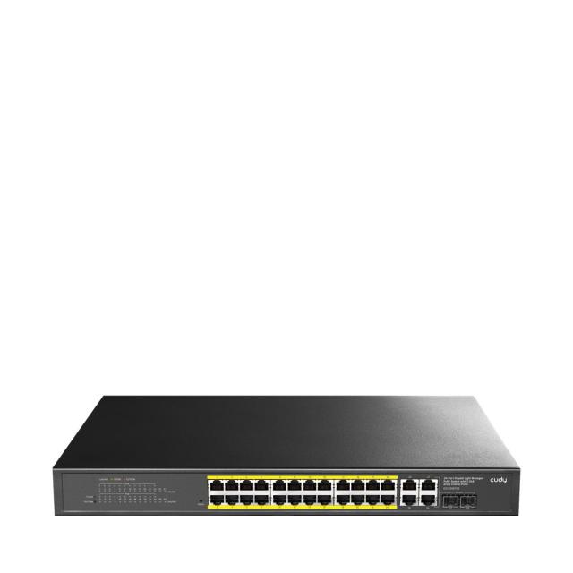Суич Cudy GS1028EPS2, 24 портов, управляем Gigabit PoE+, 2x Gigabit SFP, 4x Uplink