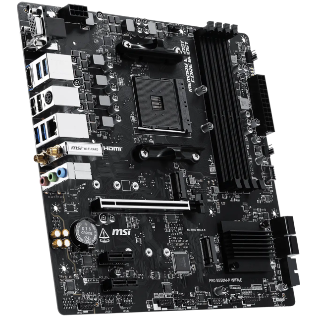 Дънна платка MSI B550M-P WIFI6E, AM4, 4x DDR4, 2x M2, 4x SATA 6Gb/s, DP, HDMI, VGA Micro ATX