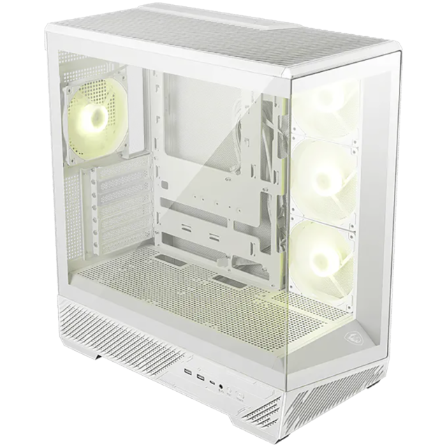 Кутия MSI MAG PANO 130R PZ WHITE, Mesh Panel, Mid-Tower, 2x USB 3.2, 1x USB Type-C, 1x Audio/1x Mic, ATX / Micro-ATX / Mini-ITX