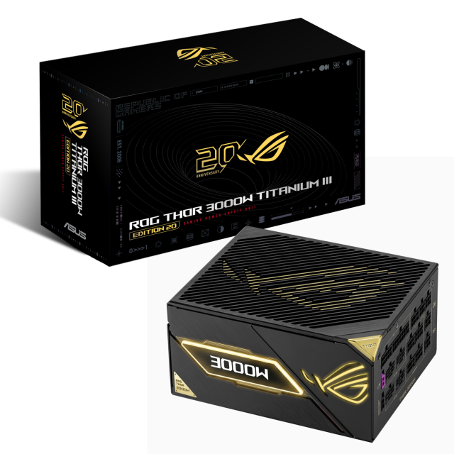 Захранване ASUS ROG THOR III 3000W Titanium III Edition 20, Active PFC, PCIe 5.1, ATX 3.1, 80+ Titanium, Fully Modular