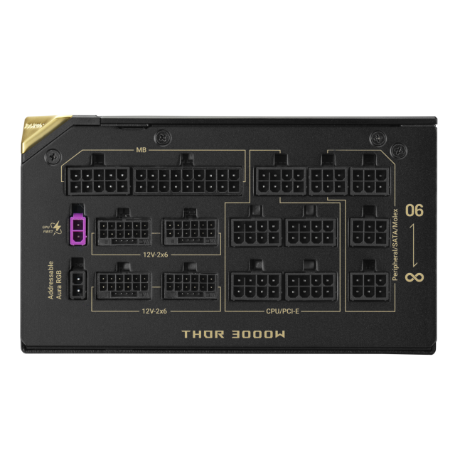 Захранване ASUS ROG THOR III 3000W Titanium III Edition 20, Active PFC, PCIe 5.1, ATX 3.1, 80+ Titanium, Fully Modular