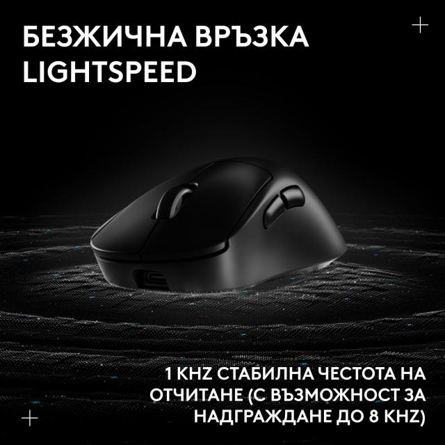 Геймърска мишка Logitech G Pro X Superlight 2 DEX SE, Wireless, оптичена 32000 dpi, USB, Black