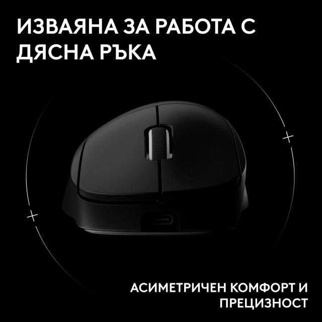 Геймърска мишка Logitech G Pro X Superlight 2 DEX SE, Wireless, оптичена 32000 dpi, USB, Black