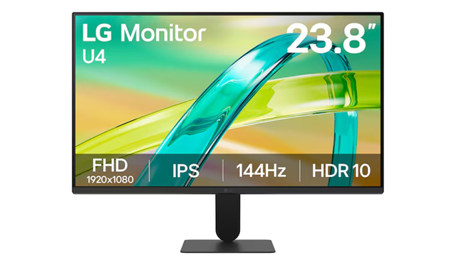 Монитор LG 24U411B-B, 23.8" (60.45 cm) FHD IPS Display, 144Hz, 1ms, 250cd/m2, HDMI, VGA, AMD FreeSync, HDR Effect, 