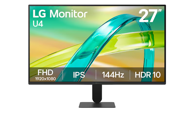 Монитор LG 27U411B-B, 27" (68.58 cm) FHD IPS Display, 144Hz, 1ms, 250cd/m2, HDMI, VGA, HDR 10, AMD FreeSync