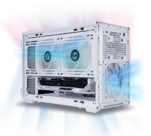 Кутия Lian-Li DAN B4 White, Mini Tower, 2x USB 3.0 TYPE-A, 1x USB TYPE-C, 1x HD Audio, mATX, Mini-ITX