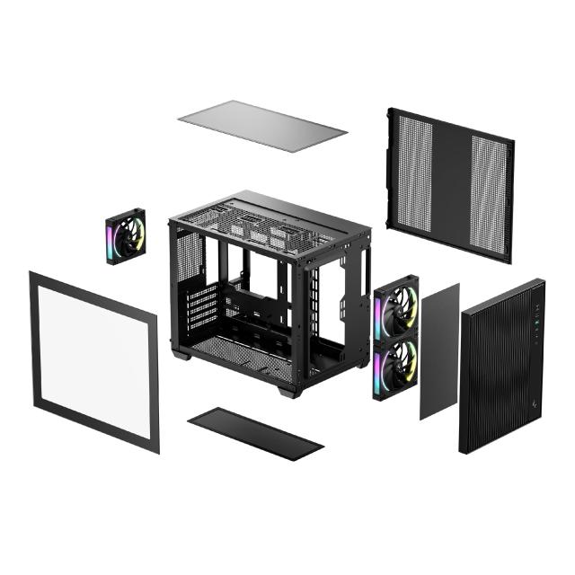 Кутия за компютър DeepCool CG330 MESH 3F Black, Mini Tower, 1x USB Type-C, 1x USB 3.0, 1x USB 2.0, 1x HD Audio, mATX, Mini-ITX