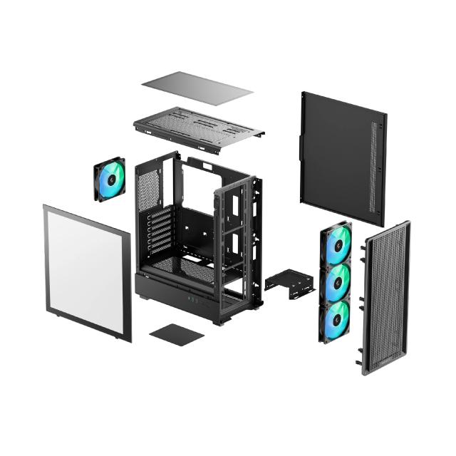 Кутия DeepCool CC550 4F, Middle Tower, 1x USB 3.0, 1x USB 2.0, 1x USB 3.1 Type-C, ATX / mATX / Mini-ITX