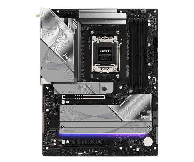 Дънна платка ASRock X870 LiveMixer WiFi, X870, AM5, DDR5, 4x M.2 NVMe SSD, 2x SATA3 6.0 Gb/s, Wi-Fi 7 + BT, HDMI, ATX