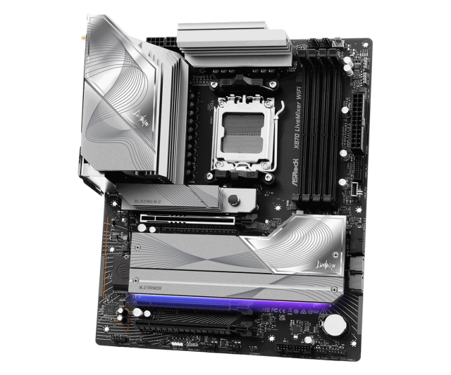 Дънна платка ASRock X870 LiveMixer WiFi, X870, AM5, DDR5, 4x M.2 NVMe SSD, 2x SATA3 6.0 Gb/s, Wi-Fi 7 + BT, HDMI, ATX