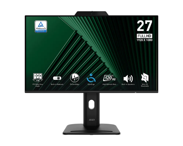 Монитор MSI PRO MP272PMG, 27.0" (68.58 cm) FHD IPS Anti-glare Panel, 120Hz, 1ms, 100 000 000:1, 300cd/m2, VGA, HDMI, DisplayPort, USB