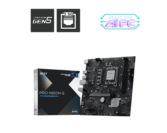 Дънна платка MSI PRO H810M-E, LGA1851, 2x DDR5, 1x M.2, 4x SATA 6G, HDM, DisplayPort, mATX
