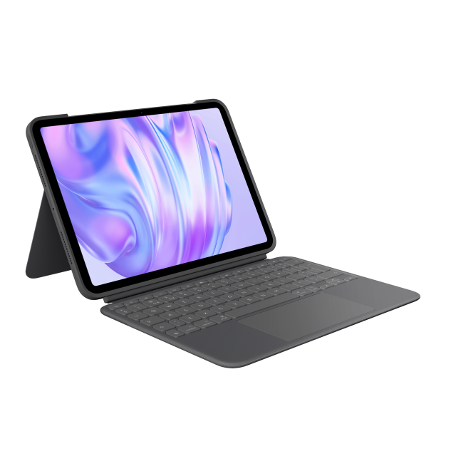 Logitech Combo Touch iPad Pro 11" (27.94 cm), безжична клавиатура с тракпад и отделящ се кейс с поставка,  Graphite 