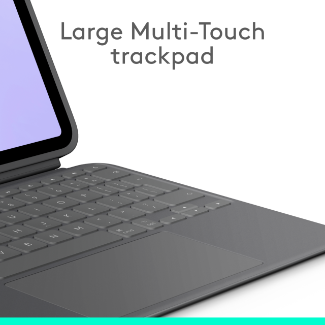 Logitech Combo Touch iPad Pro 11" (27.94 cm), безжична клавиатура с тракпад и отделящ се кейс с поставка,  Graphite 