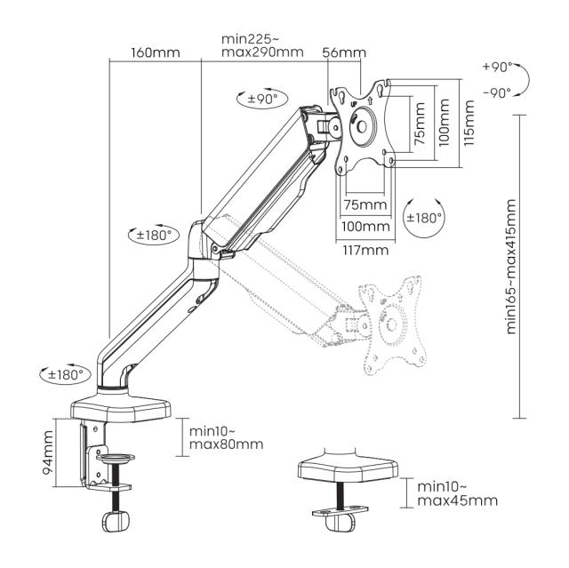 Стойка за монитор SBOX Desk Mount Monitor - LCD-S012-3