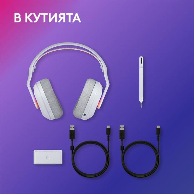 Геймърски слушалки Logitech Astro A20 X Lightspeed White, Wireless, Bluetooth, USB-C кабел, микрофон