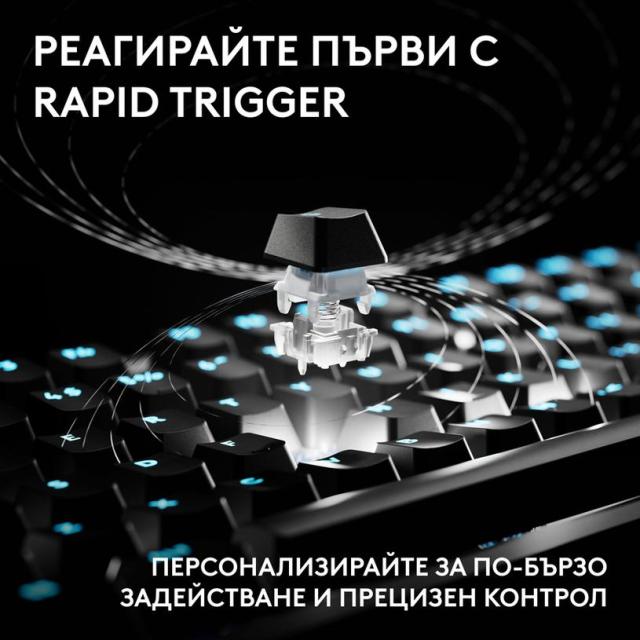 Геймърска механична клавиатура Logitech G Pro X2 RAPID TKL Black, Magnetic Analog Linear Switch, USB