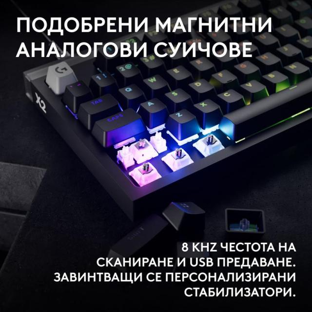 Геймърска механична клавиатура Logitech G Pro X2 RAPID TKL Black, Magnetic Analog Linear Switch, USB