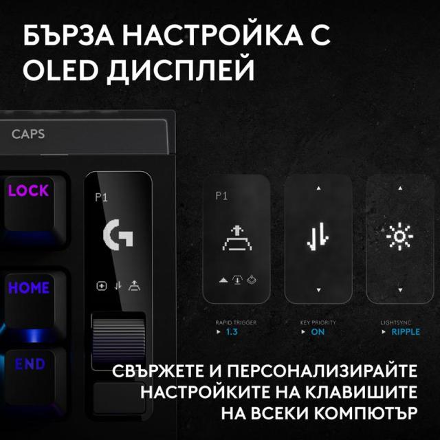 Геймърска механична клавиатура Logitech G Pro X2 RAPID TKL Black, Magnetic Analog Linear Switch, USB