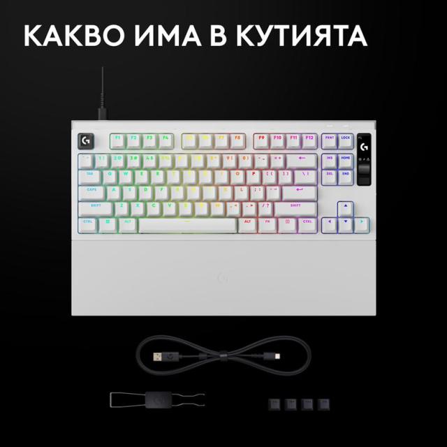 Геймърска механична клавиатура Logitech G Pro X2 RAPID TKL White, Magnetic Analog Linear Switch, USB